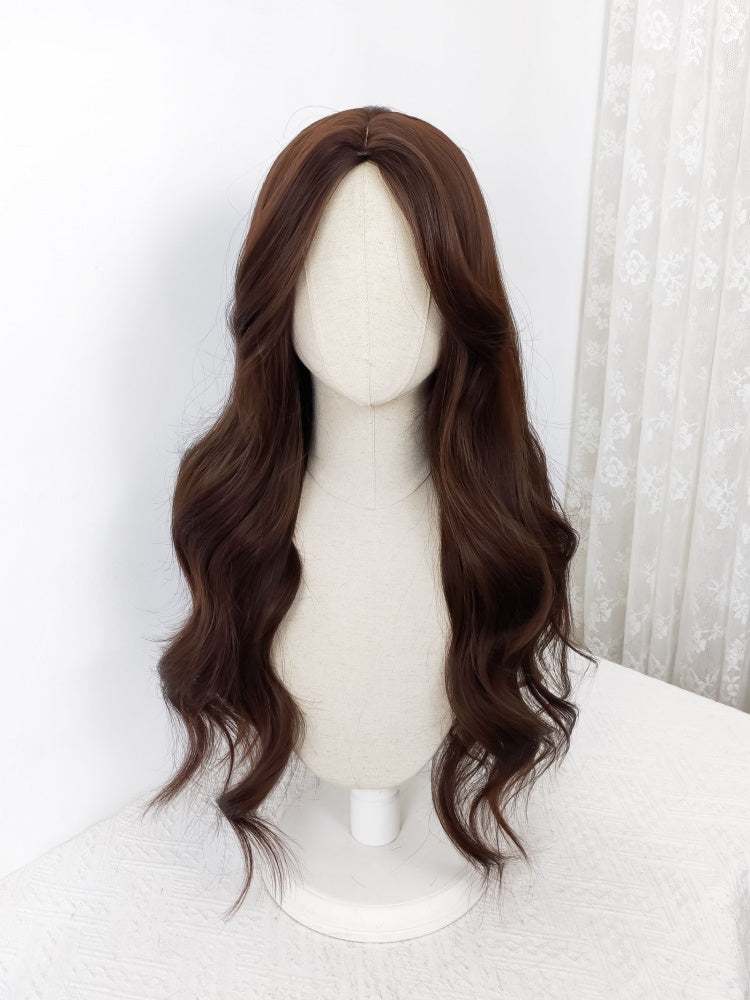 Metropolitan Girls Champagne Brown Wavy Long Lolita Synthetic Wig