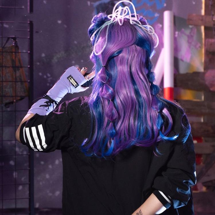 Cyber Era Blue-Purple Wavy Long Lolita Synthetic Wig