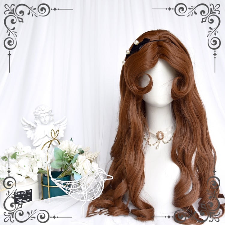 Waist Length Bright Moon Gold / Brown Wavy Synthetic Wig