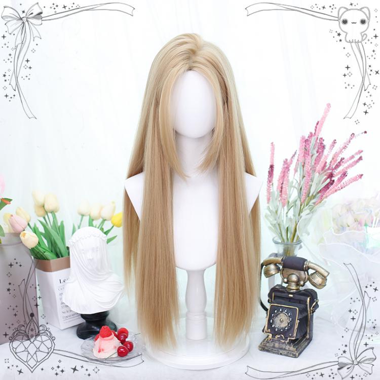 Milk Tea Gold Straight Centre Parting Synthetic Wig