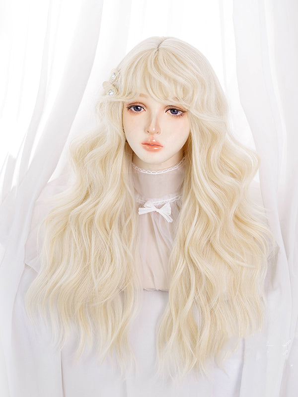 Light Gold Long Wavy Synthetic Wig