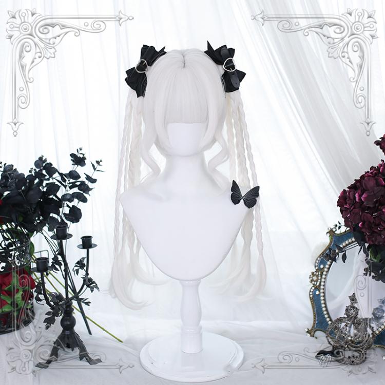 Reversal Moonlight White Short Wig with Double Ponytails