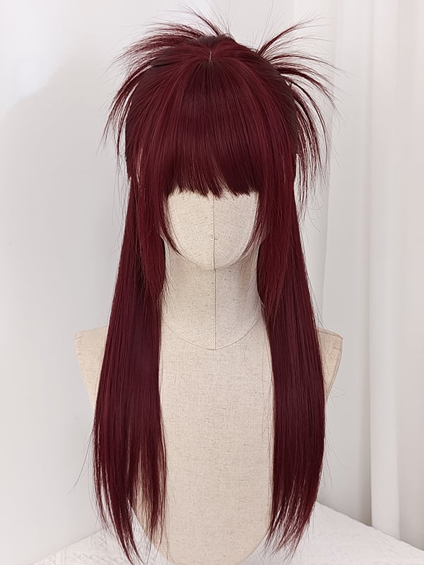 Raspberry Red Long Straight Synthetic Wig