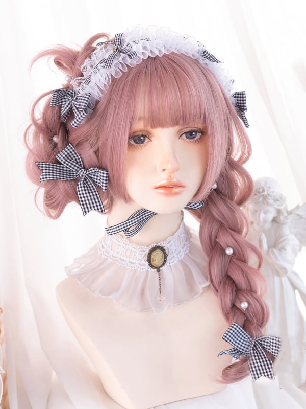 Pink Princess Cut Medium Wavy Synthetic Wig