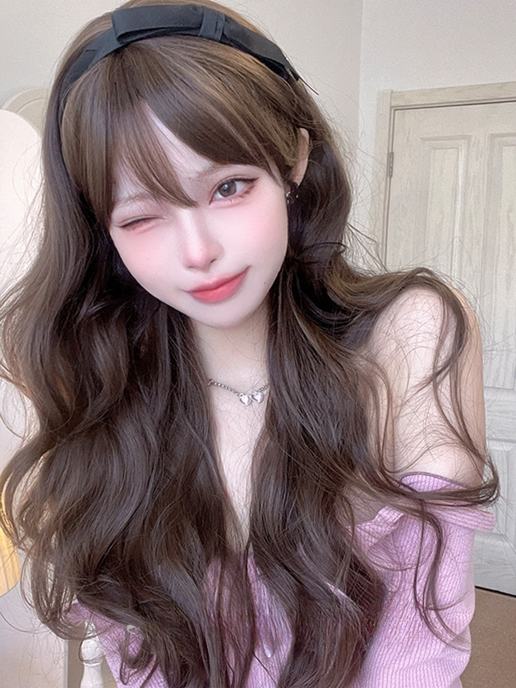 Wavy Waist Length Brown Lolita Synthetic Wig