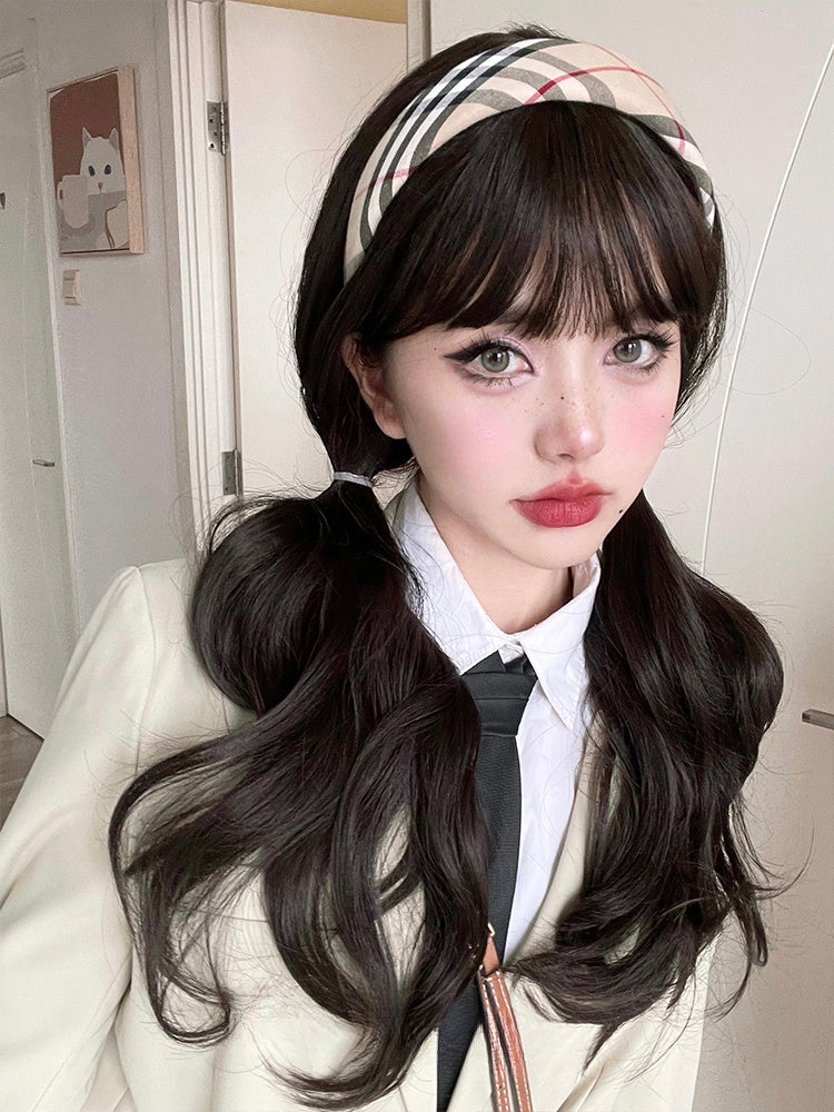 Wavy Dark Tawny Synthetic Wig