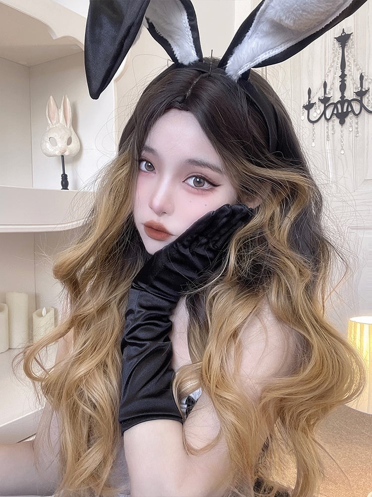 Wavy Ombre Hair Color Dark Brown to Golden Synthetic Wig