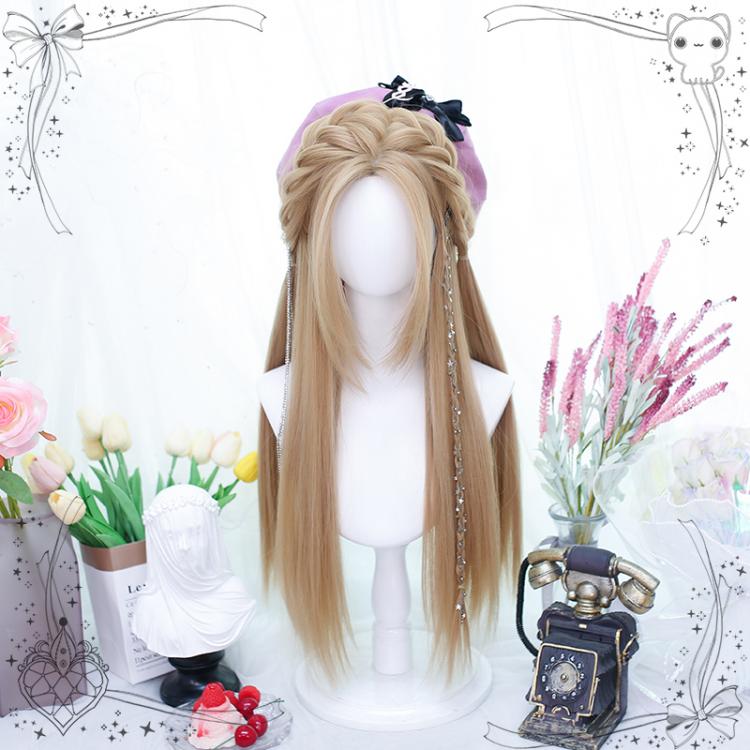Milk Tea Gold Straight Centre Parting Synthetic Wig
