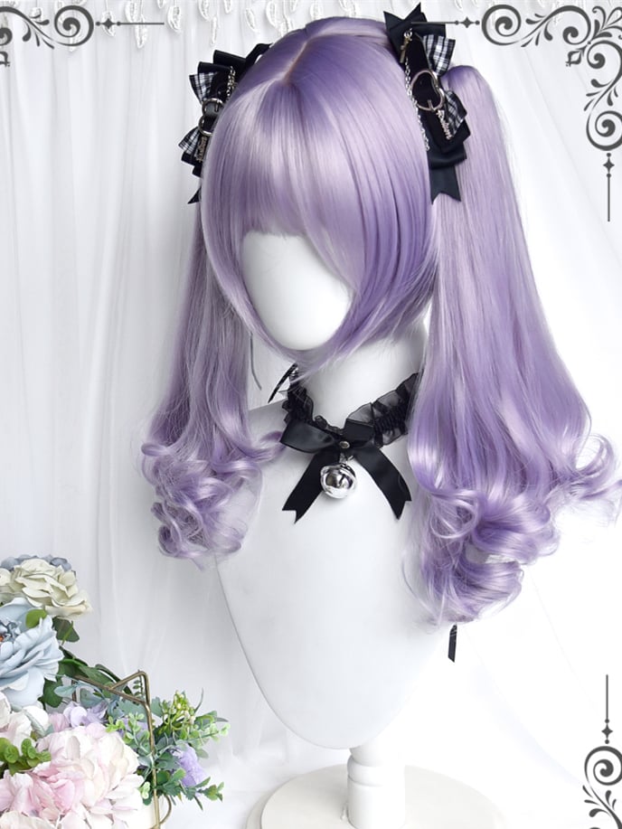Light Purple Short Wig with Double Ponytails Synthetic Wig