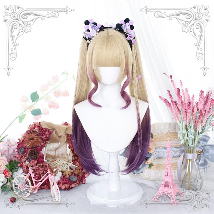 Star Purple Double Ponytails Hime Cut Lolita Synthetic Wig