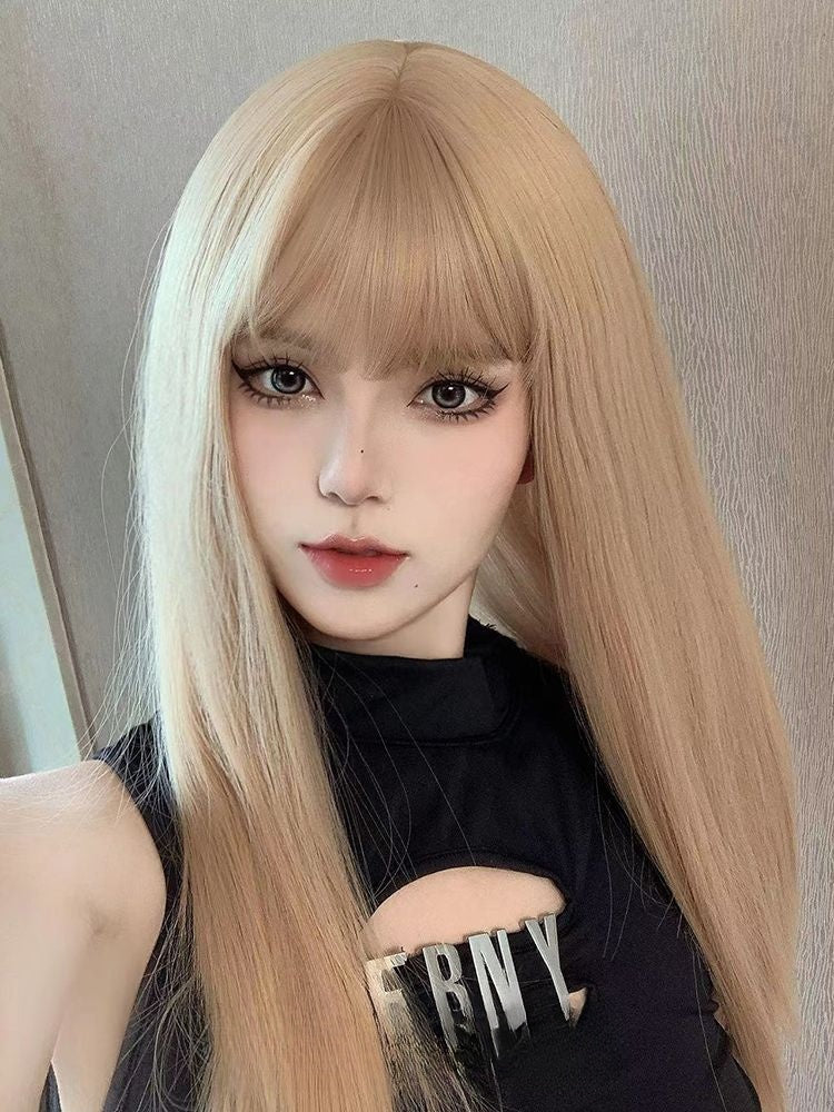 Straight Golden Synthetic Wig