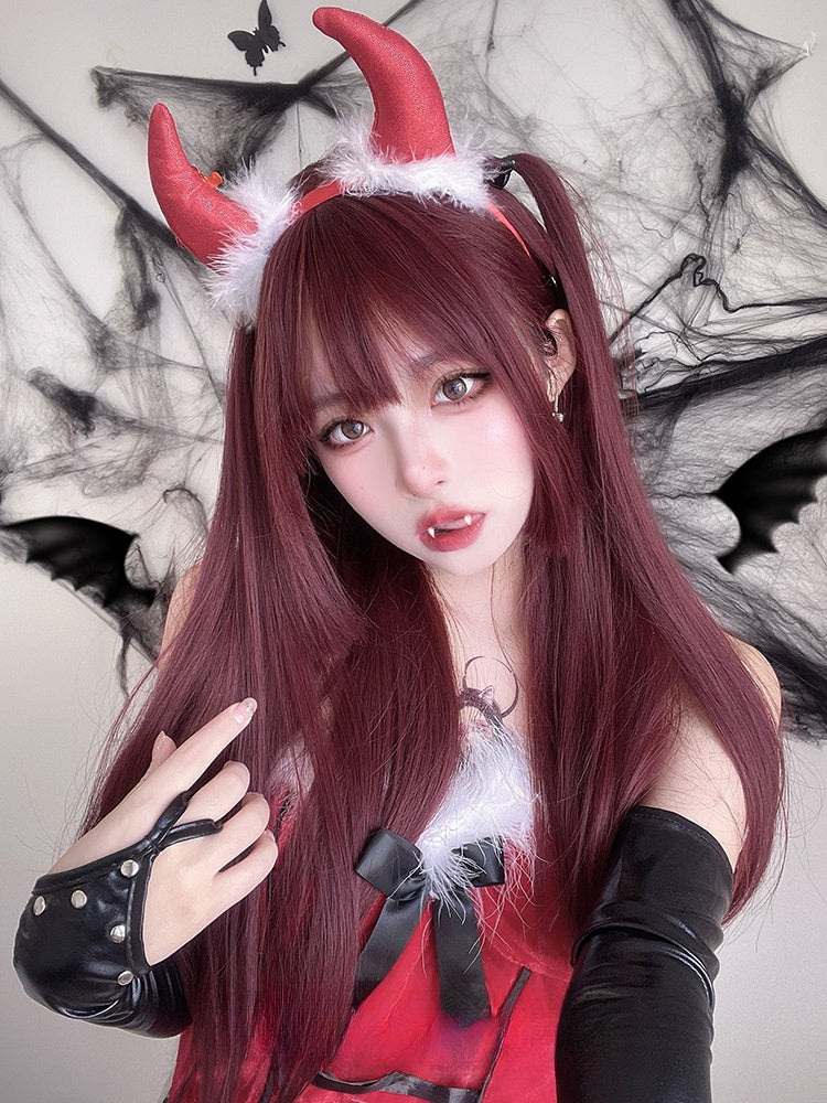 Straight Waist Length Red Synthetic Wig