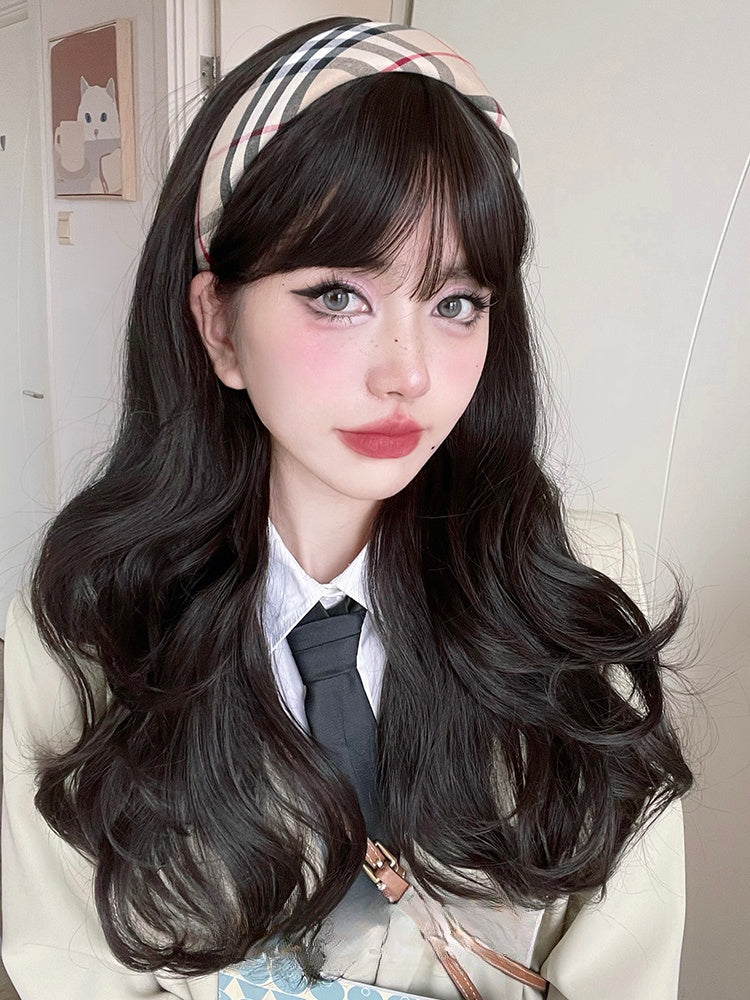 Wavy Dark Tawny Synthetic Wig