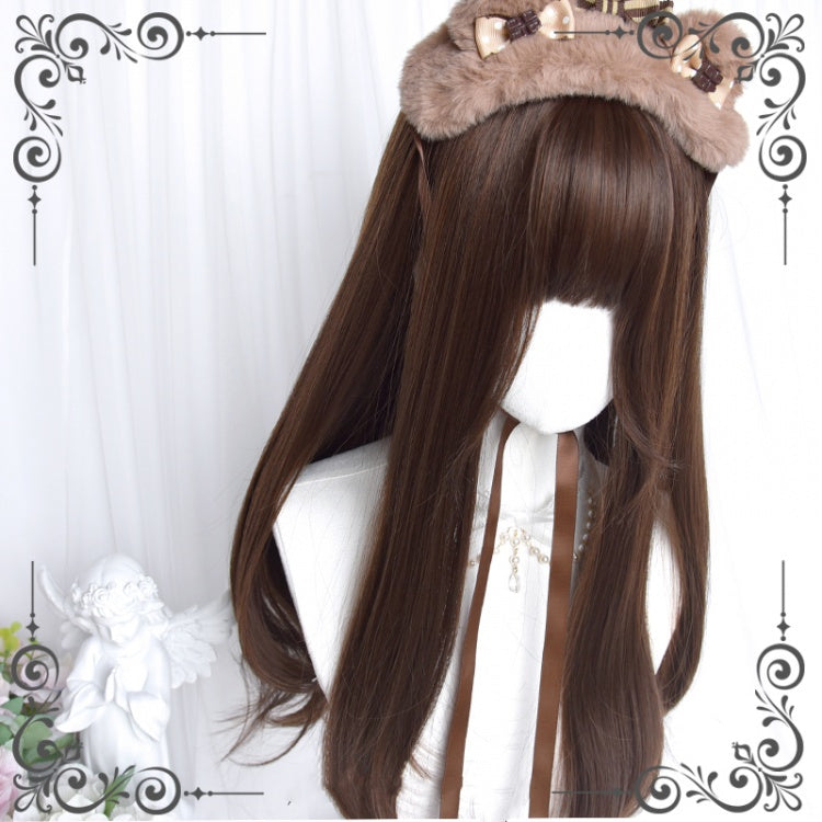 Honey Brown / Black Brown Long Lolita Synthetic Wig