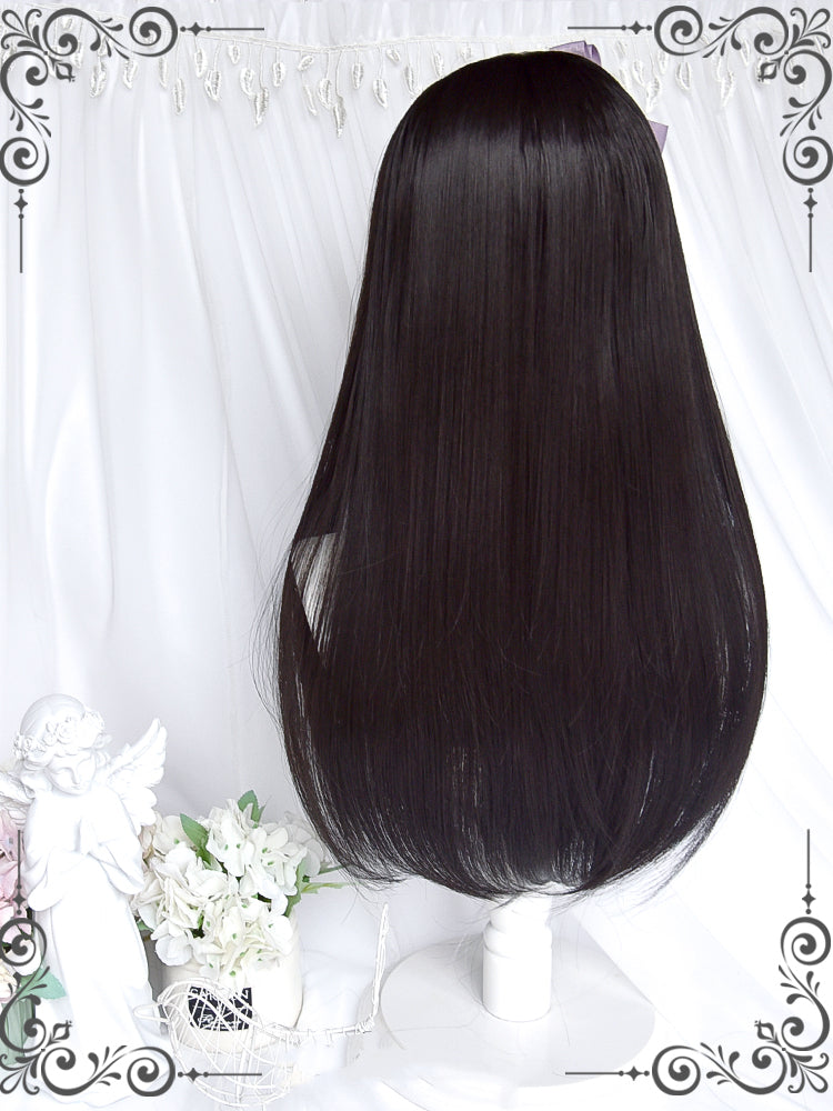 Highlight Hair Color Black and Purple Straight Synthetic Wig