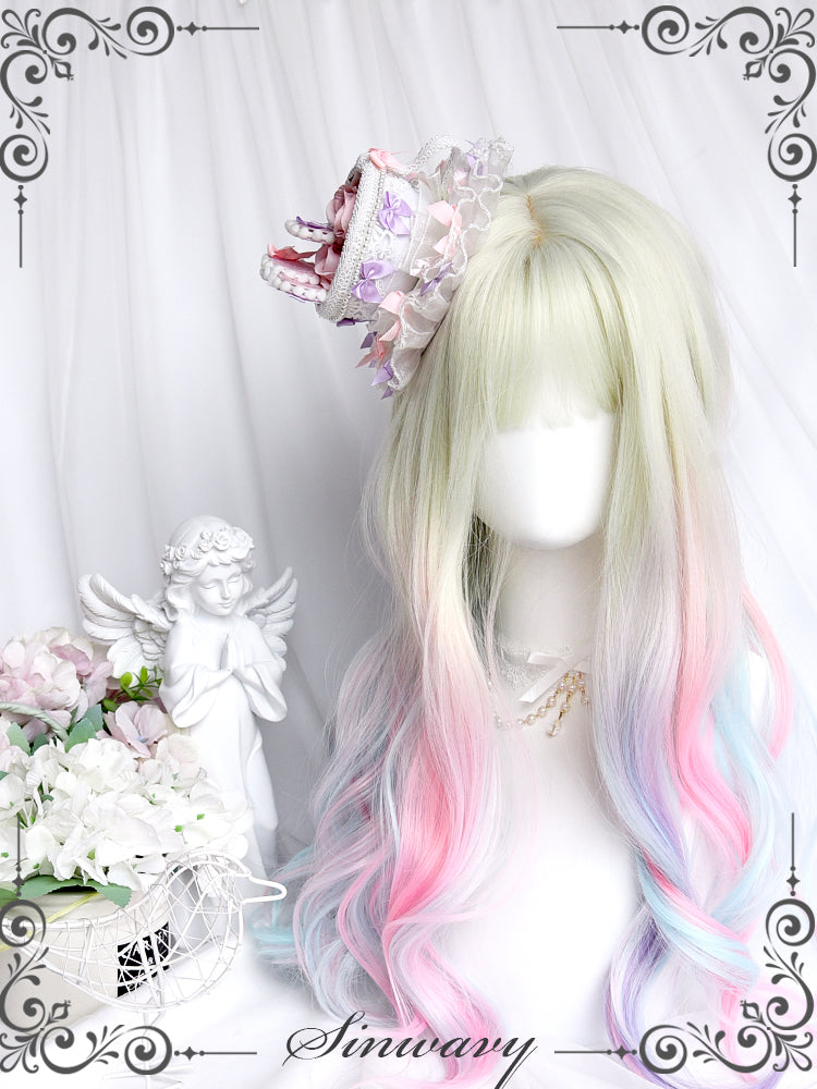 Rainbow Ombre Long Wavy Synthetic Wig
