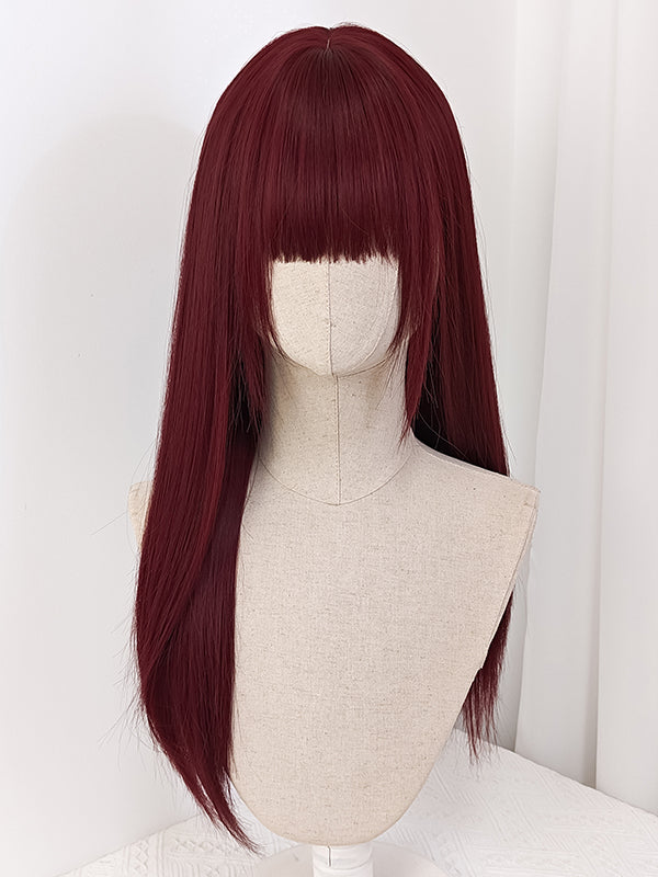Raspberry Red Long Straight Synthetic Wig