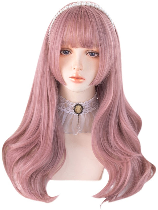 Pink Princess Cut Medium Wavy Synthetic Wig