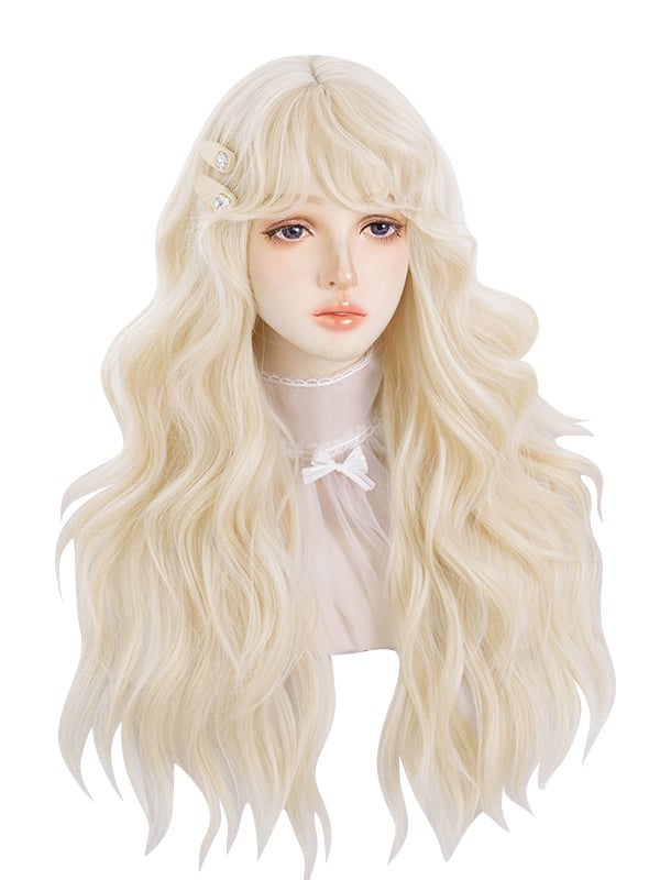 Light Gold Long Wavy Synthetic Wig