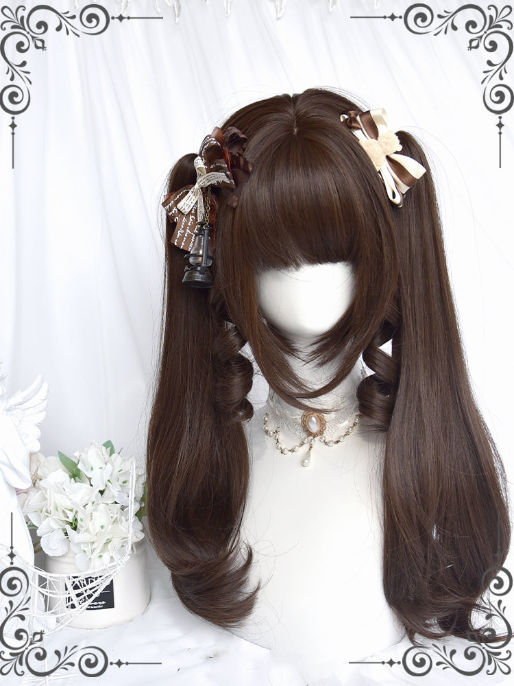 Magic Box Roll Beige / Dark Brown Short Wig with Double Ponytails