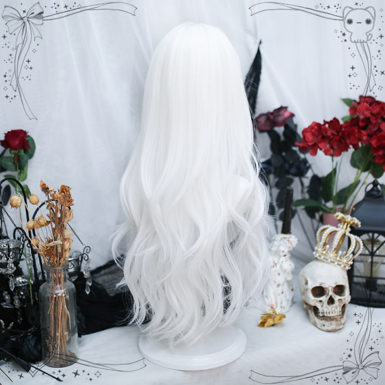 Moonlight White Air Bangs Long Wavy Synthetic Wig