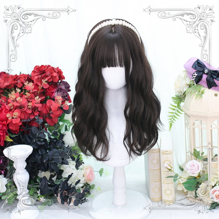 Ya Dark Brown Mid-length Wavy Lolita Synthetic Wig