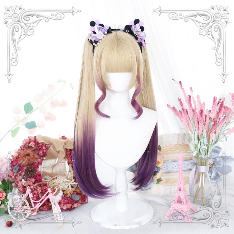 Star Purple Double Ponytails Hime Cut Lolita Synthetic Wig