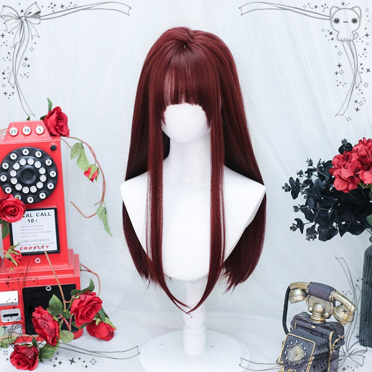 Mera Red Medium Length Straight Synthetic Wig