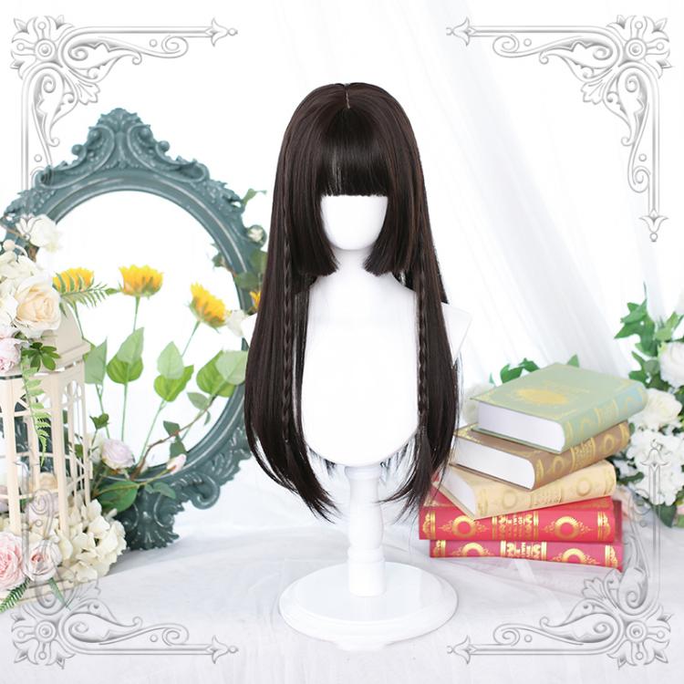 Stars Brown / Dark Brown Hime Cut Straight Lolita Synthetic Wig