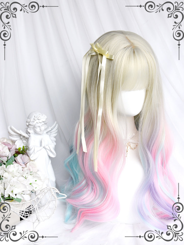 Rainbow Ombre Long Wavy Synthetic Wig