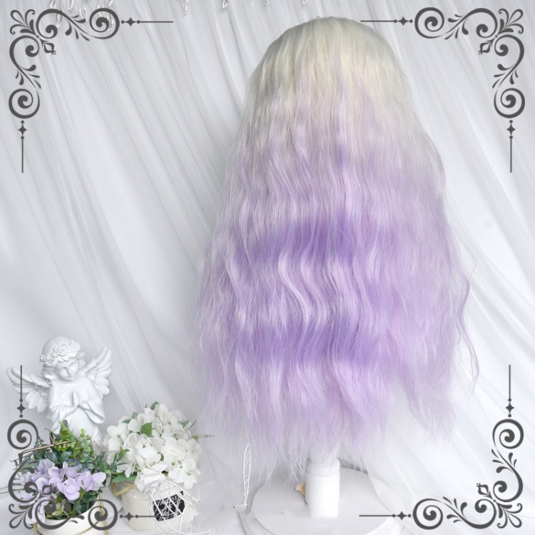 Ombre Hair Color Off White - Purple Long Wavy Lolita Synthetic Wig