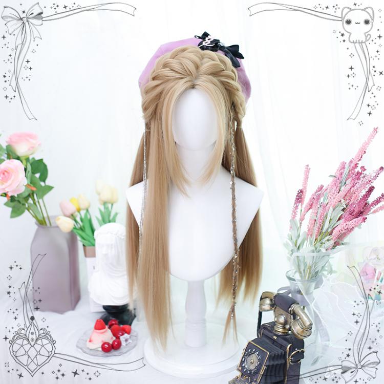 Milk Tea Gold Straight Centre Parting Synthetic Wig