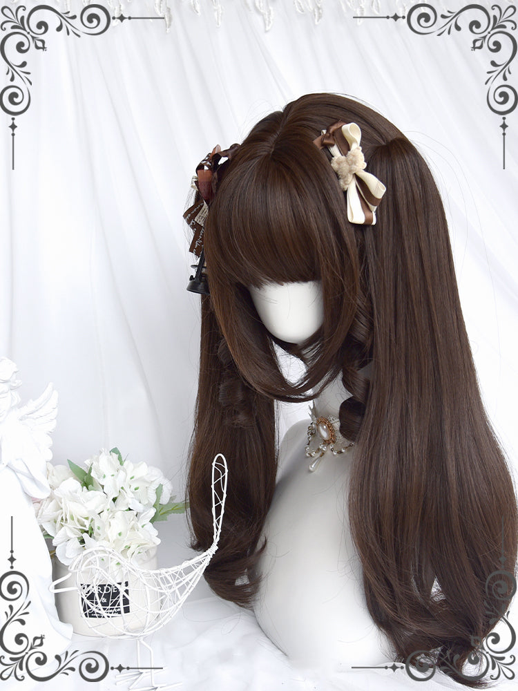 Magic Box Roll Beige / Dark Brown Short Wig with Double Ponytails