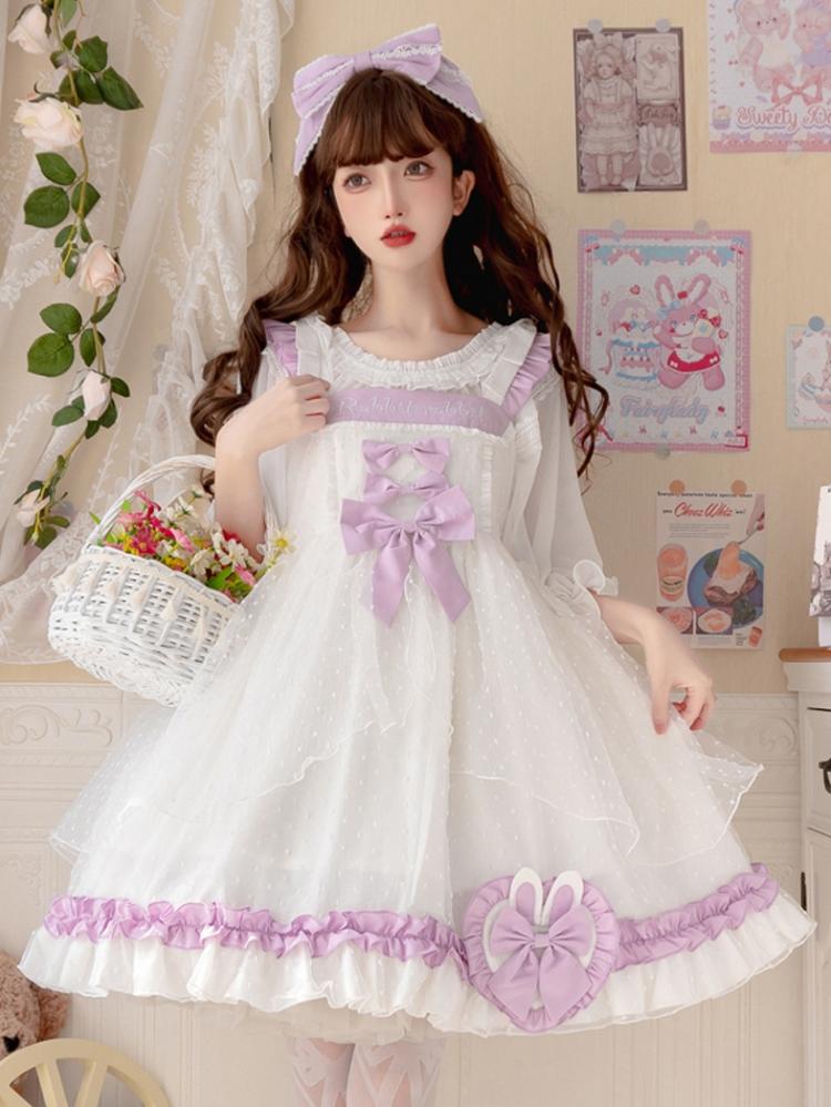 Mist Carol Ruffle Neckline Empire Waist Bowknot Details Jumper Skirt