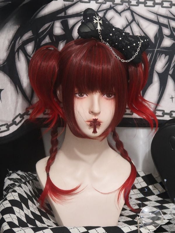 Miss Evil Red and Black Ombre Hair Color Wavy Synthetic Wig