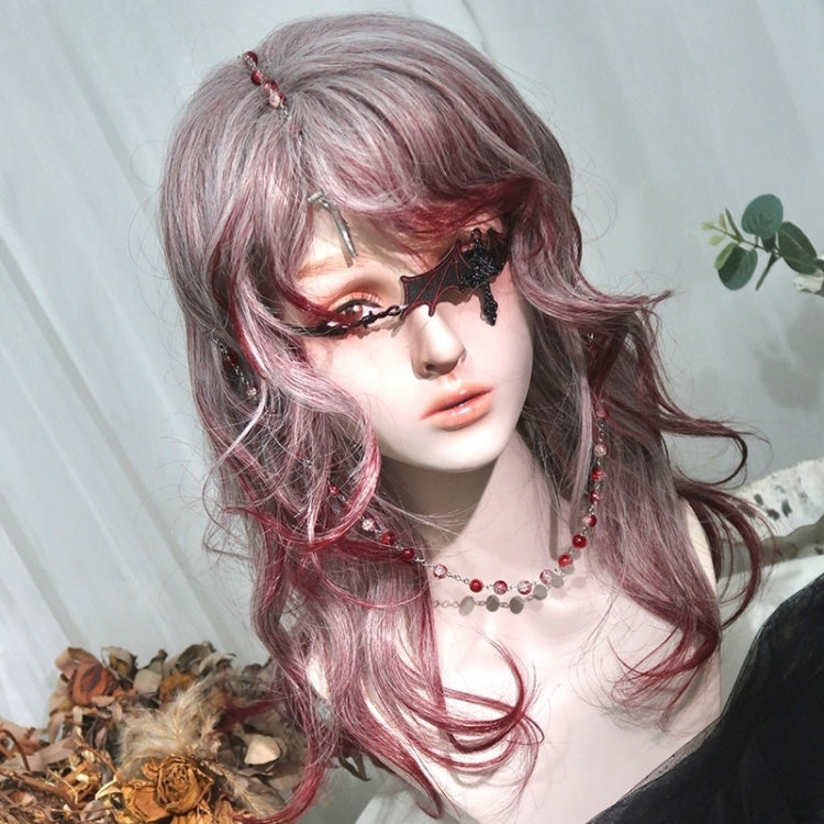 White and Wine Red Ombre Hair Color Long Wavy Synthetic Wig