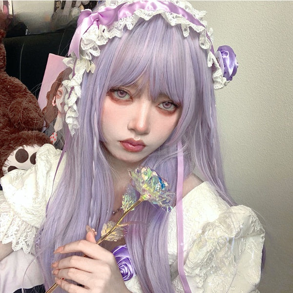 In Stock Lavender Air Bangs Long Wig
