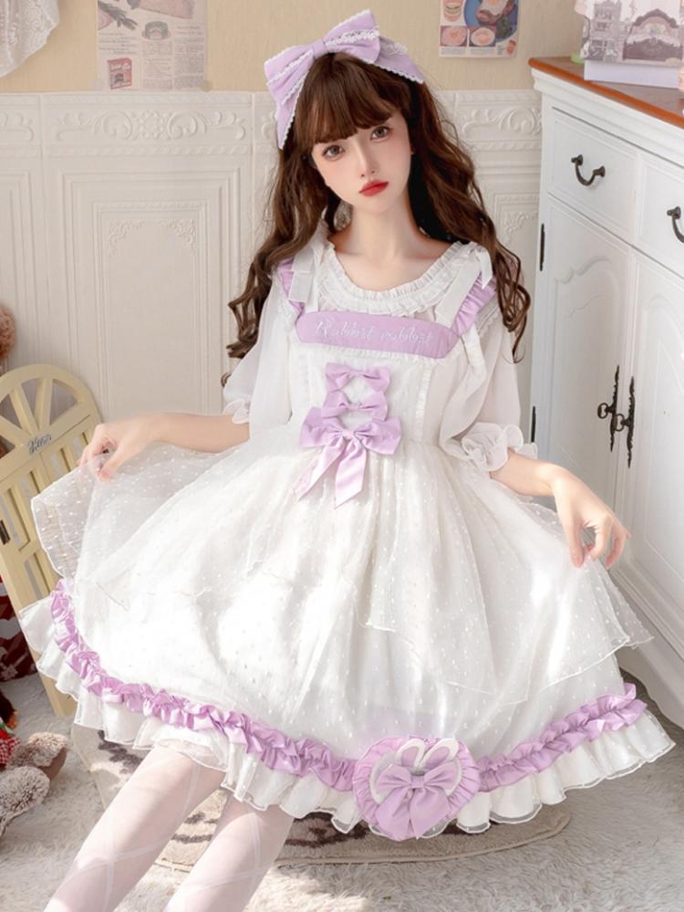 Mist Carol Ruffle Neckline Empire Waist Bowknot Details Jumper Skirt