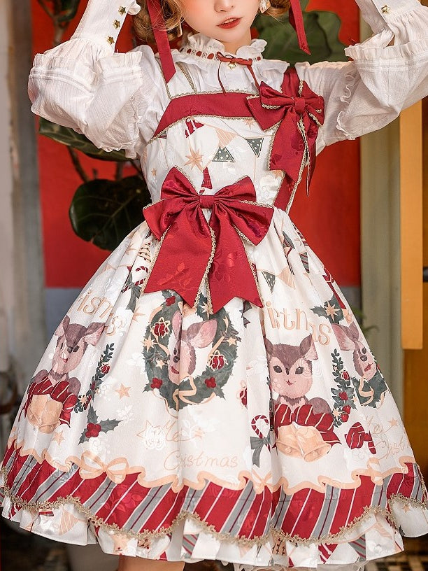 In Stock Christmas Style Elk Print Jumper Skirt