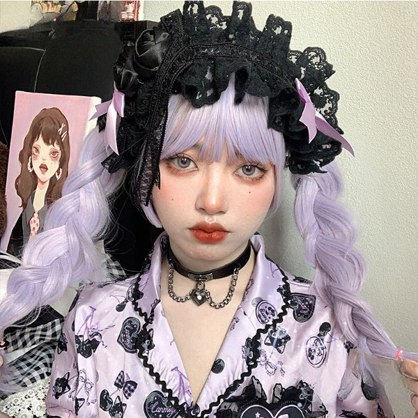 In Stock Lavender Air Bangs Long Wig