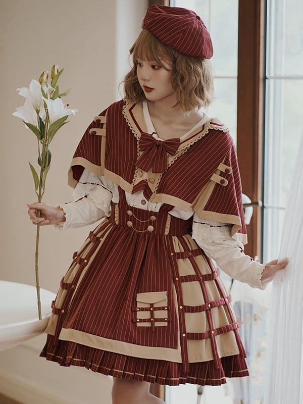 Little Detective Striped Pattern Birdcage Design Overalls