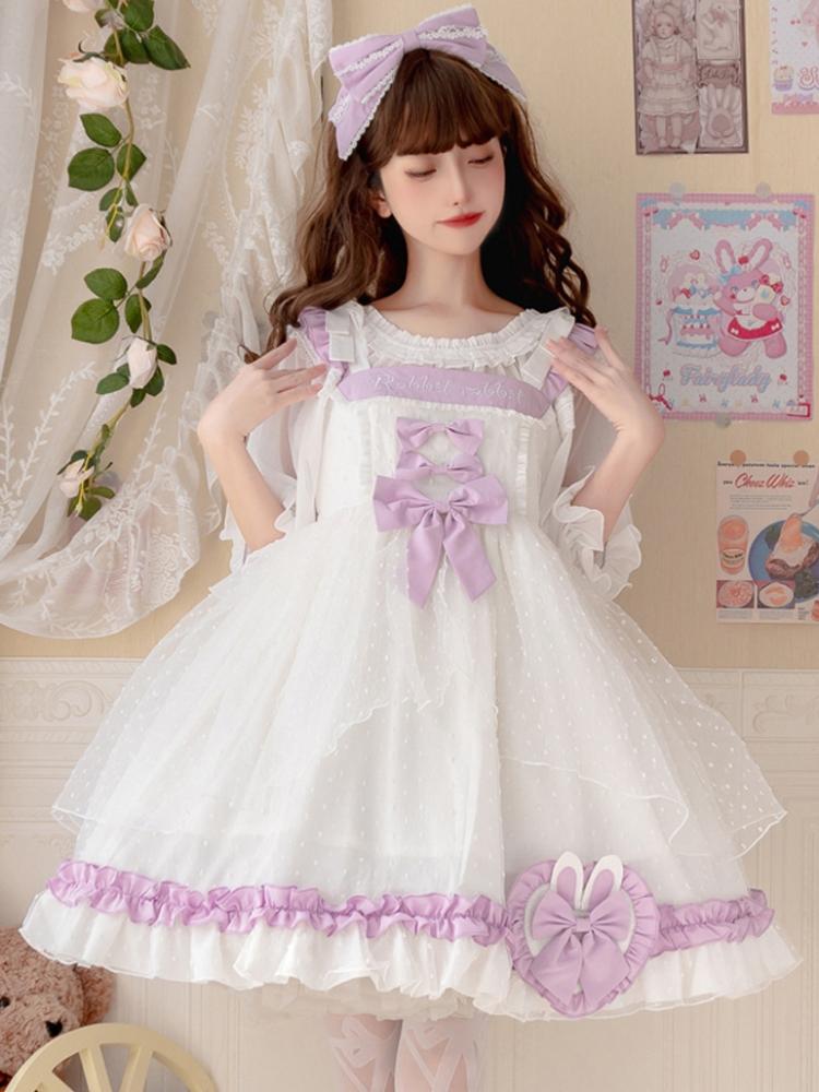 Mist Carol Ruffle Neckline Empire Waist Bowknot Details Jumper Skirt