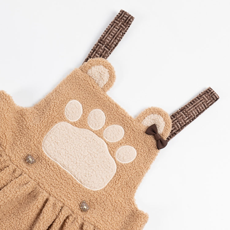 Silly Bear Brown Winter Sweet Fleece Lolita Overall Dress
