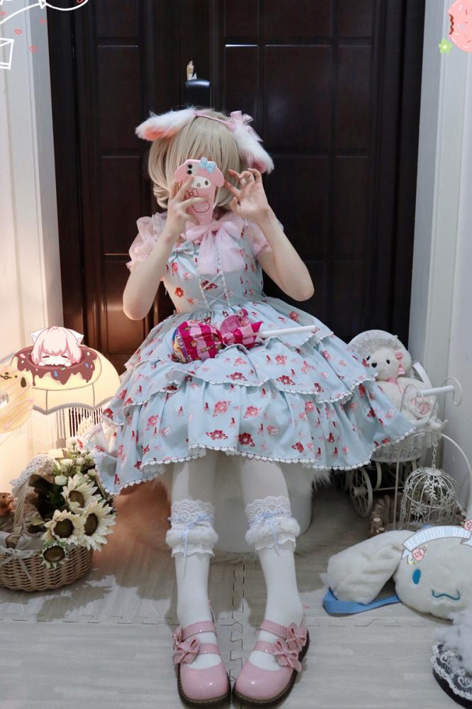 In Stock Girl's Love Letter Print Tiered Flounce Hem Lolita JSK