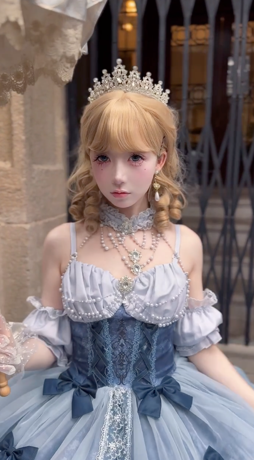 Elegant girl in a Celeste dress
