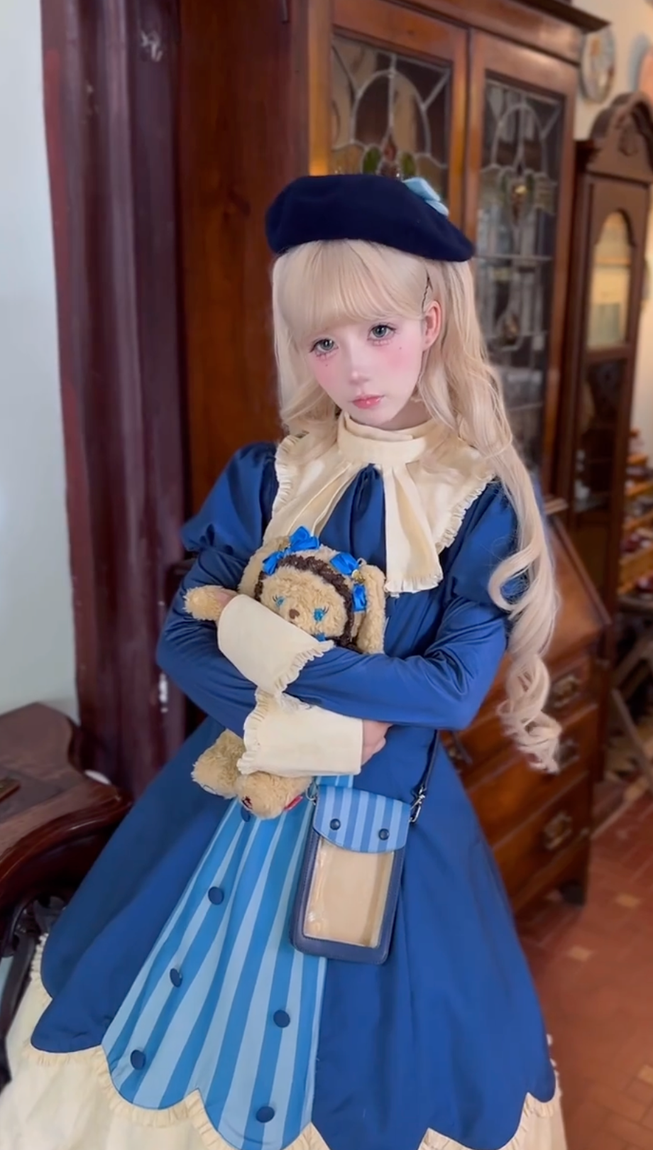 Royal Academy Doll Lolita Dress – Midnight Blue & Cream Colorway