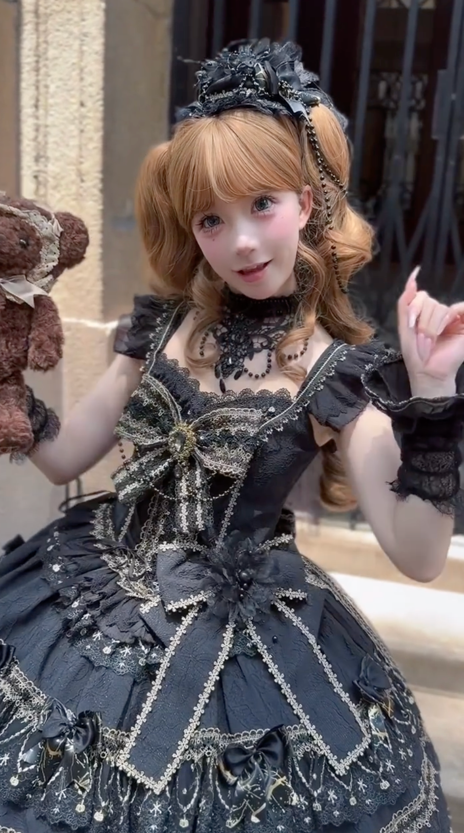 Gothic Nocturne Elegance Lolita Dress (Black & Gold)