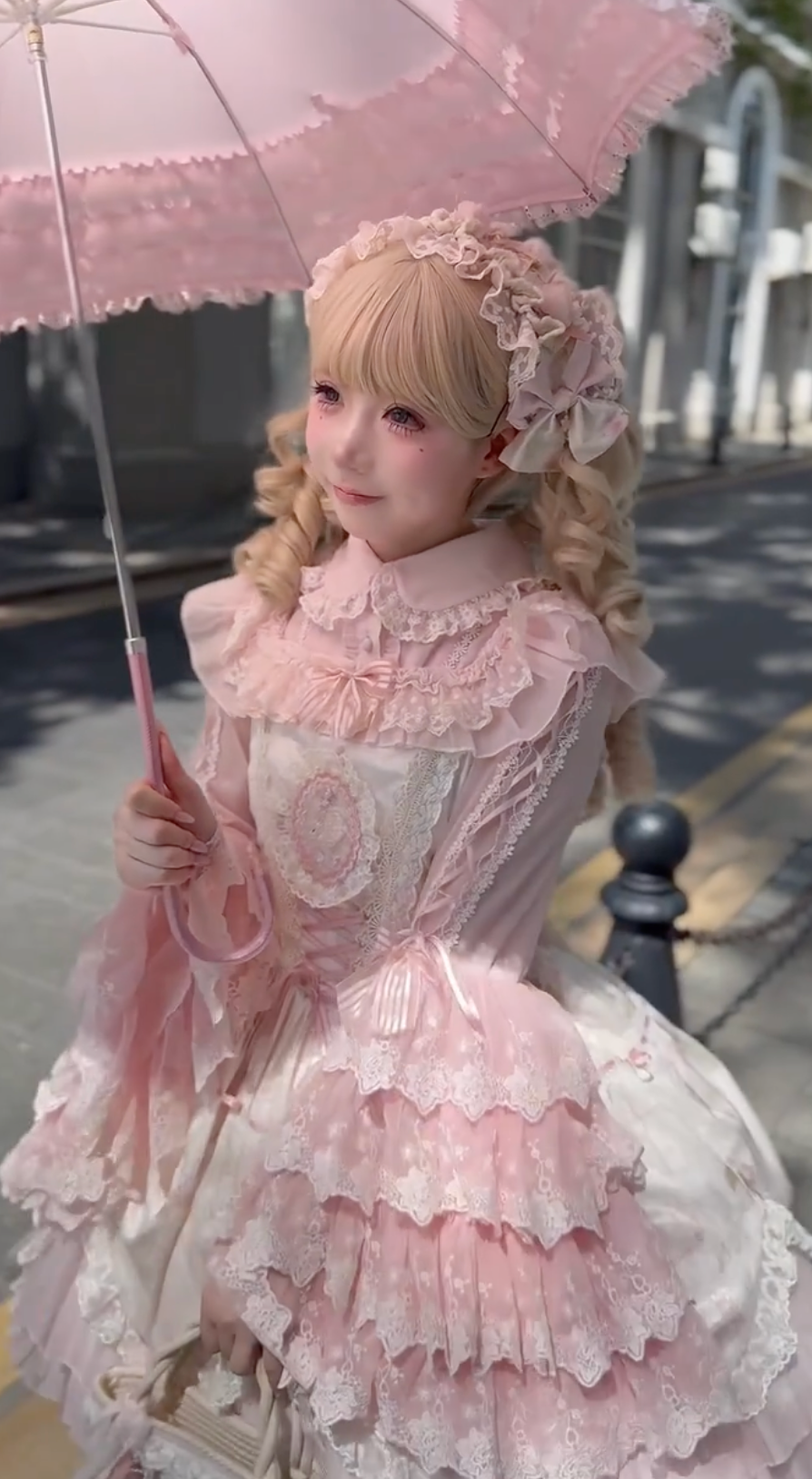 Victorian Rose Elegance JSK Set (Pink & Ivory)