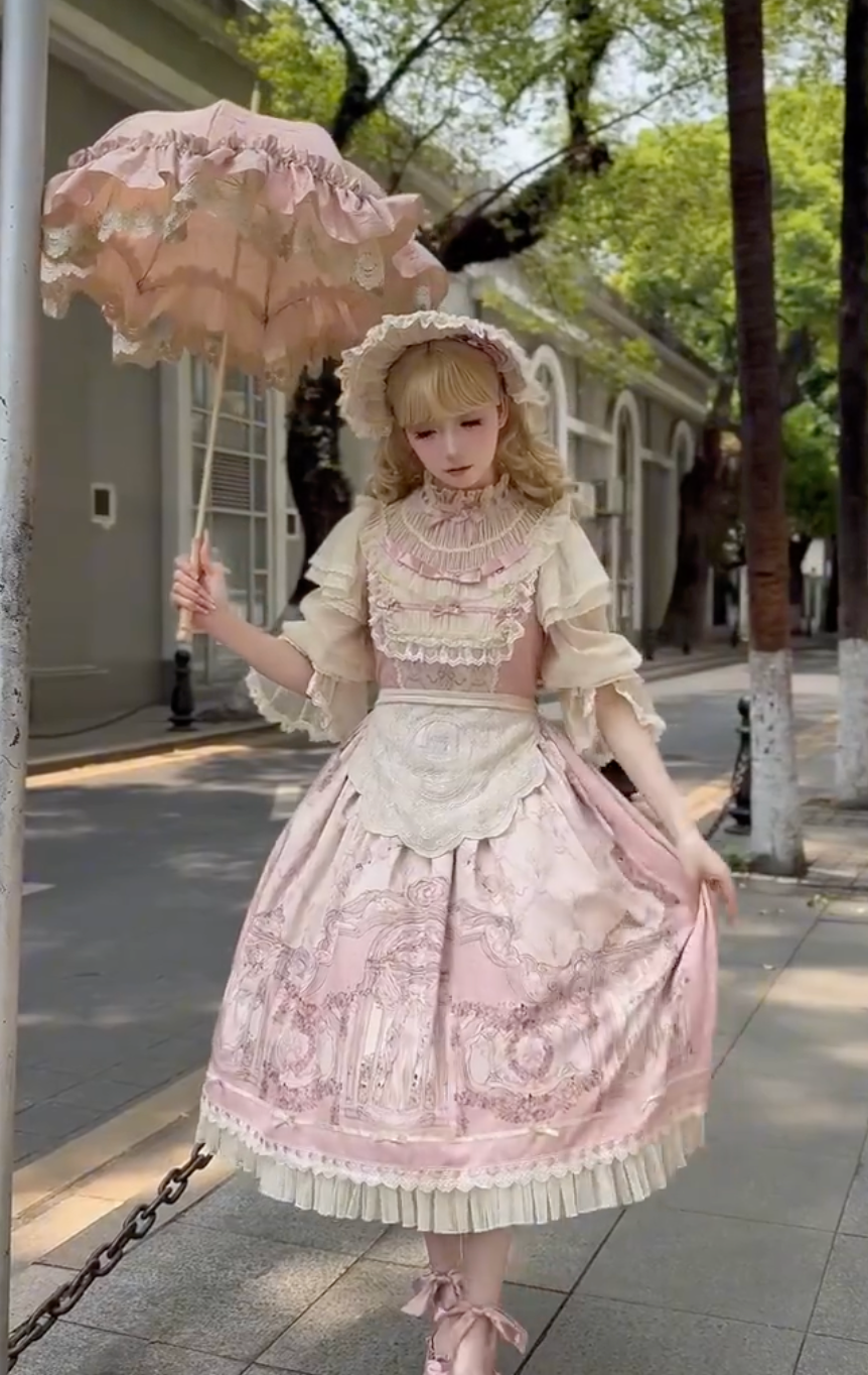 Rococo Garden Melody JSK Set (Antique Pink + Ivory)