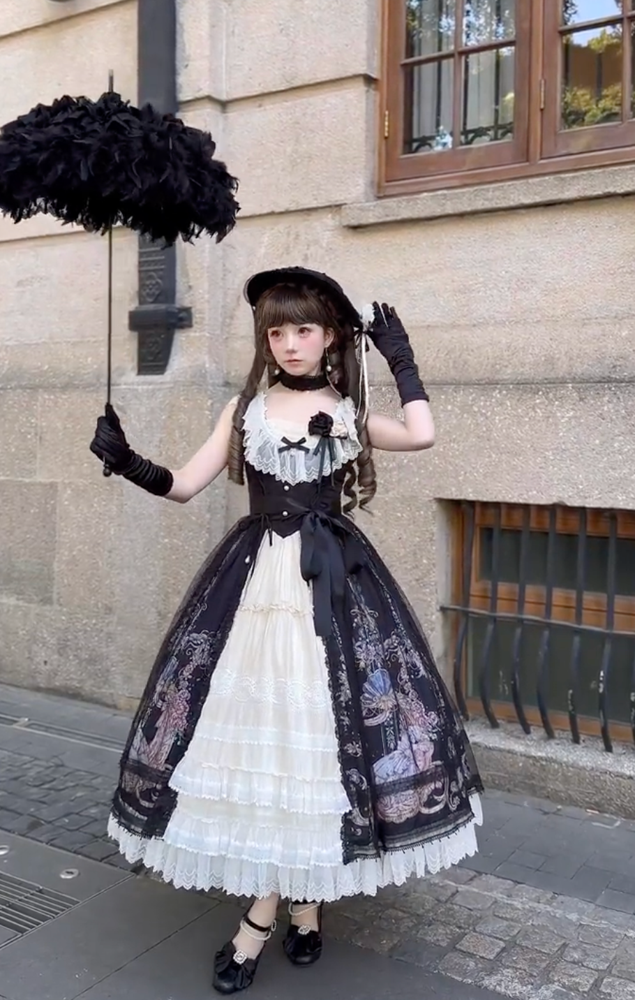 Nocturnal Elegance Aristocrat JSK Set (Black & Ivory)